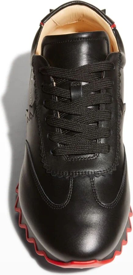 Men's Loubishark Flat Leather Red-Sole Runner Sneakers - Image 5