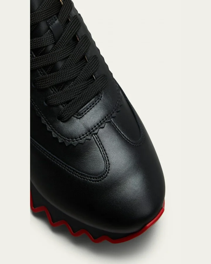 Men's Loubishark Flat Leather Red-Sole Runner Sneakers - Image 4