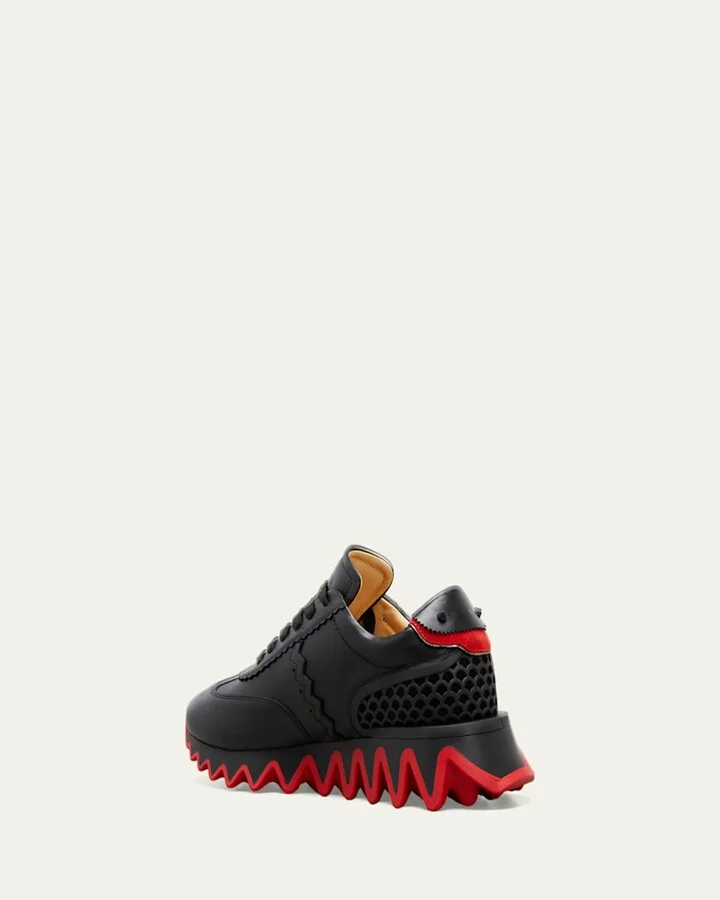 Men's Loubishark Flat Leather Red-Sole Runner Sneakers - Image 5
