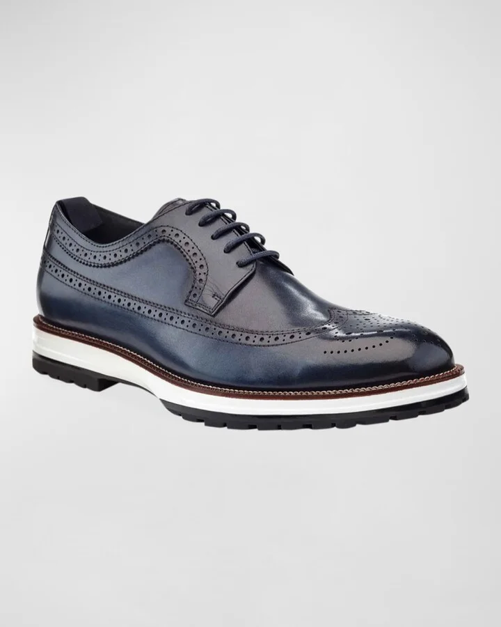Men's Louis Hybrid Wing-Tip Leather Derby Shoes - Image 2