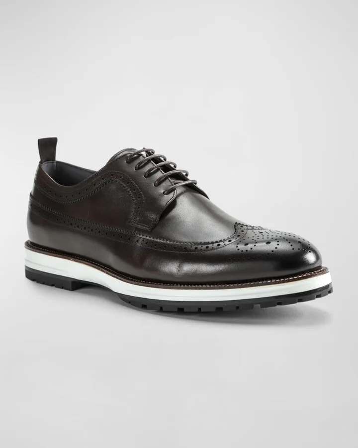 Men's Louis Hybrid Wing-Tip Leather Derby Shoes - Image 2