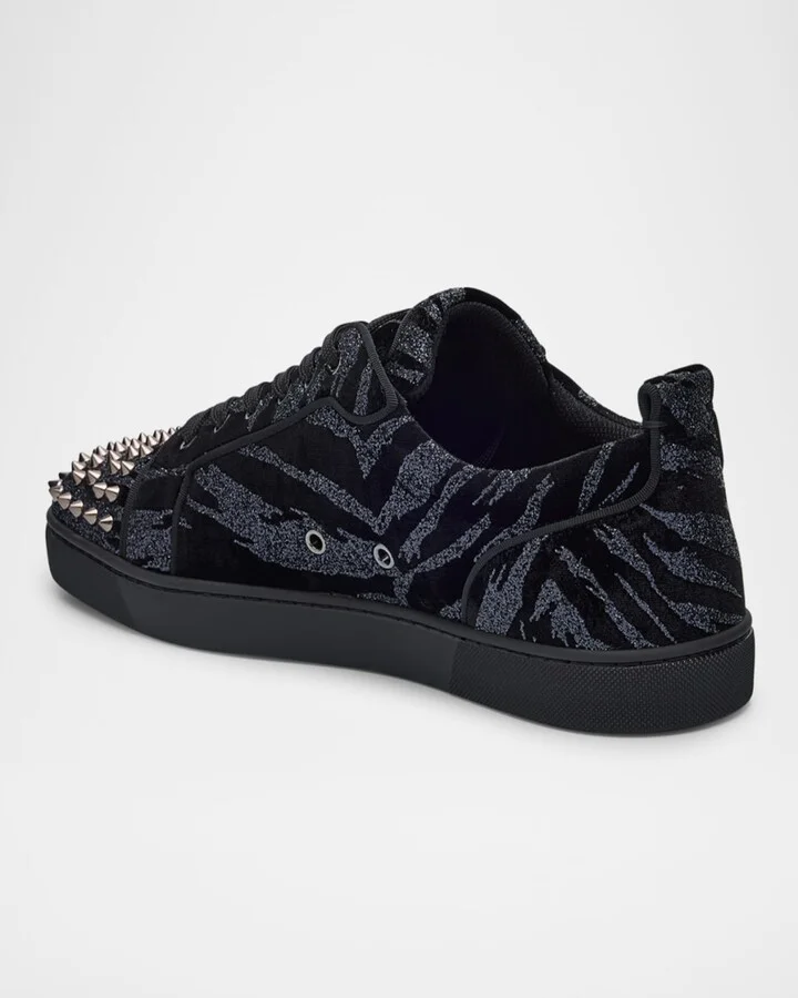 Men's Louis Junior Spikes Zebra-Effect Velvet Sneakers - Image 5