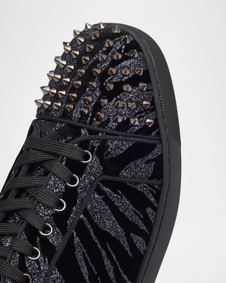 Men's Louis Junior Spikes Zebra-Effect Velvet Sneakers - Image 6