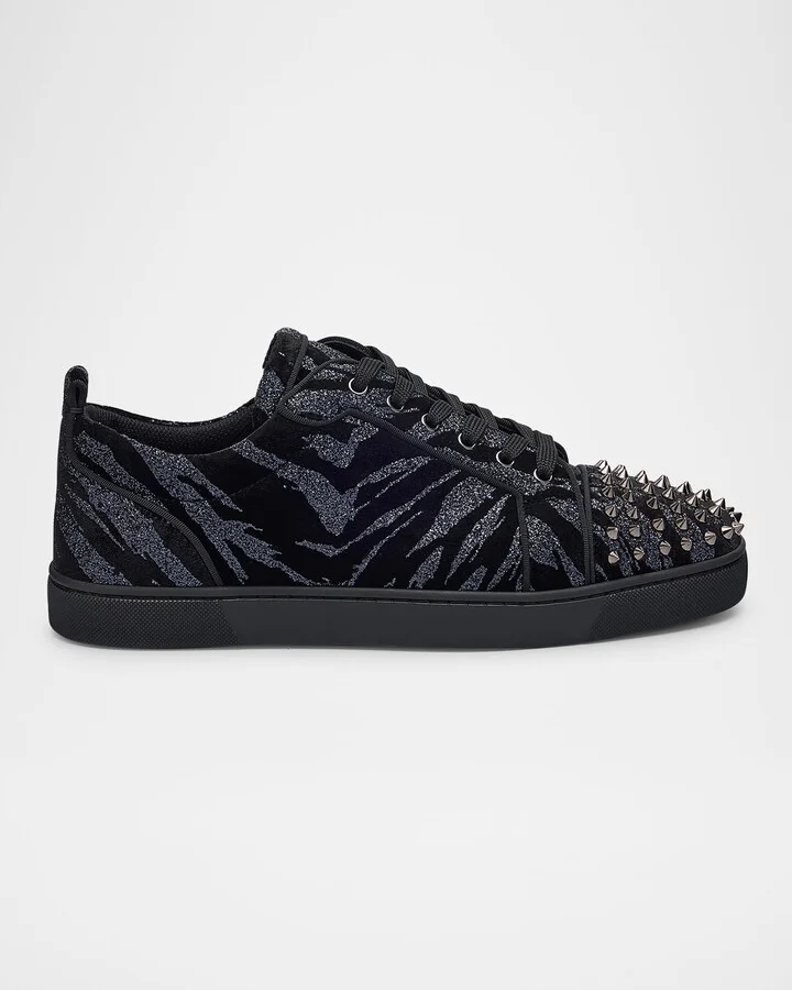 Men's Louis Junior Spikes Zebra-Effect Velvet Sneakers
