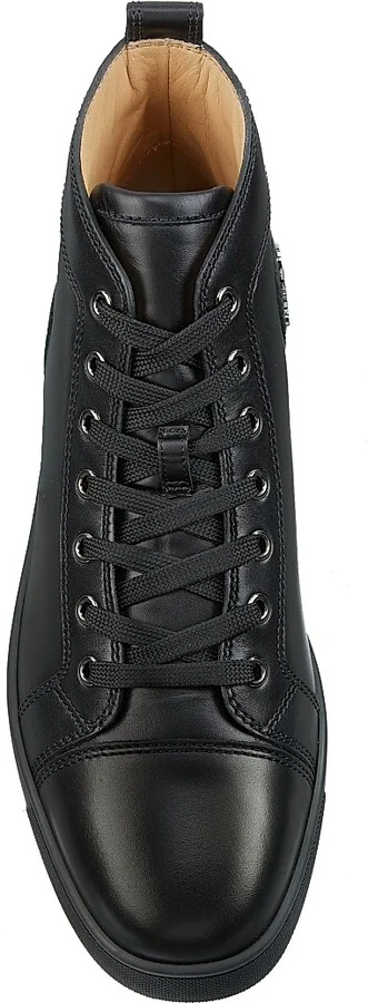 Men's Louis Leather High-Top Sneakers - Black - Size 12 - Image 5