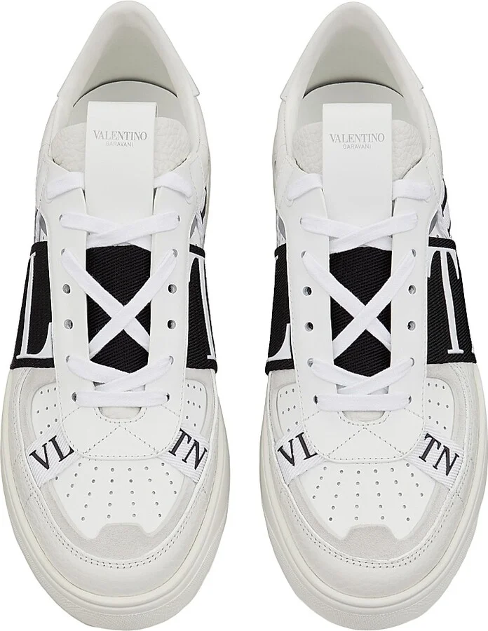 Men's Low-Top Calfskin VL7N Sneakers With Bands - White Black - Size 8 - Image 4