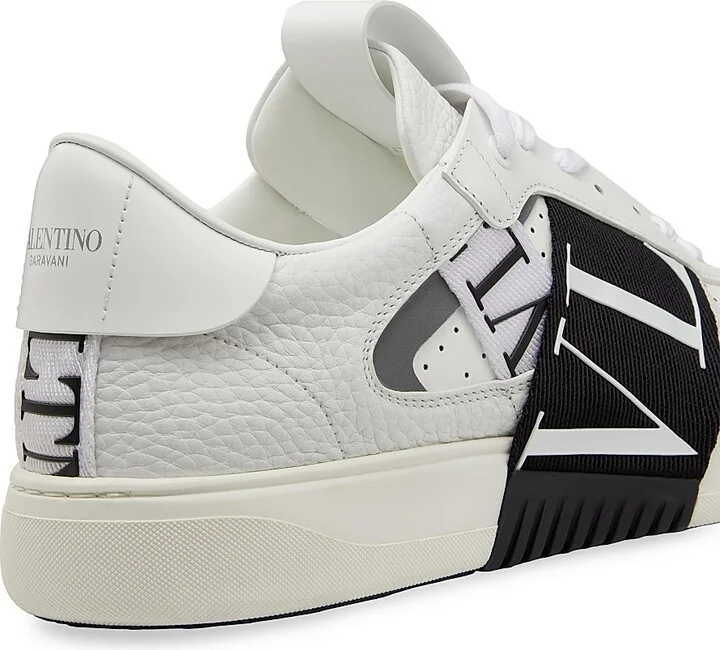 Men's Low-Top Calfskin VL7N Sneakers With Bands - White Black - Size 8 - Image 5