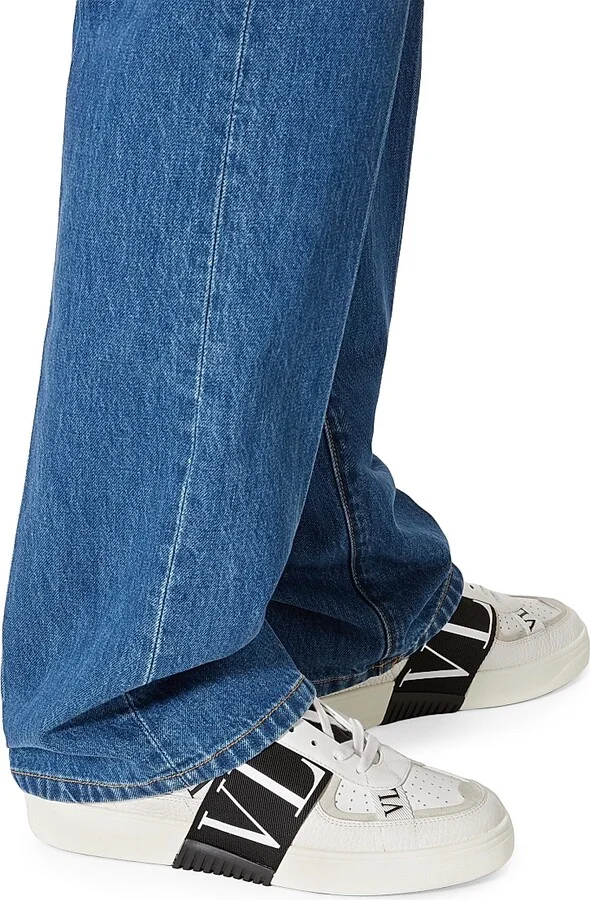 Men's Low-Top Calfskin VL7N Sneakers With Bands - White Black - Size 8 - Image 6