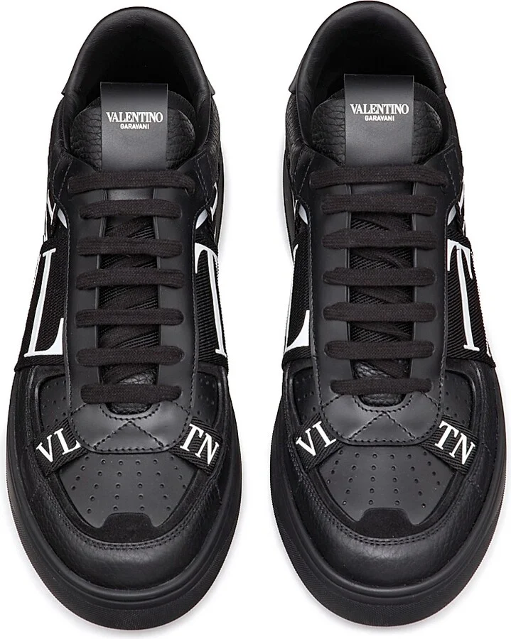Men's Low-Top Calfskin VL7N Sneakers With Bands - White Black - Size 8 - Image 9