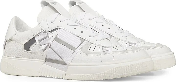 Men's Low-Top Calfskin VL7N Sneakers with Bands - White - Size 12.5 - Image 2