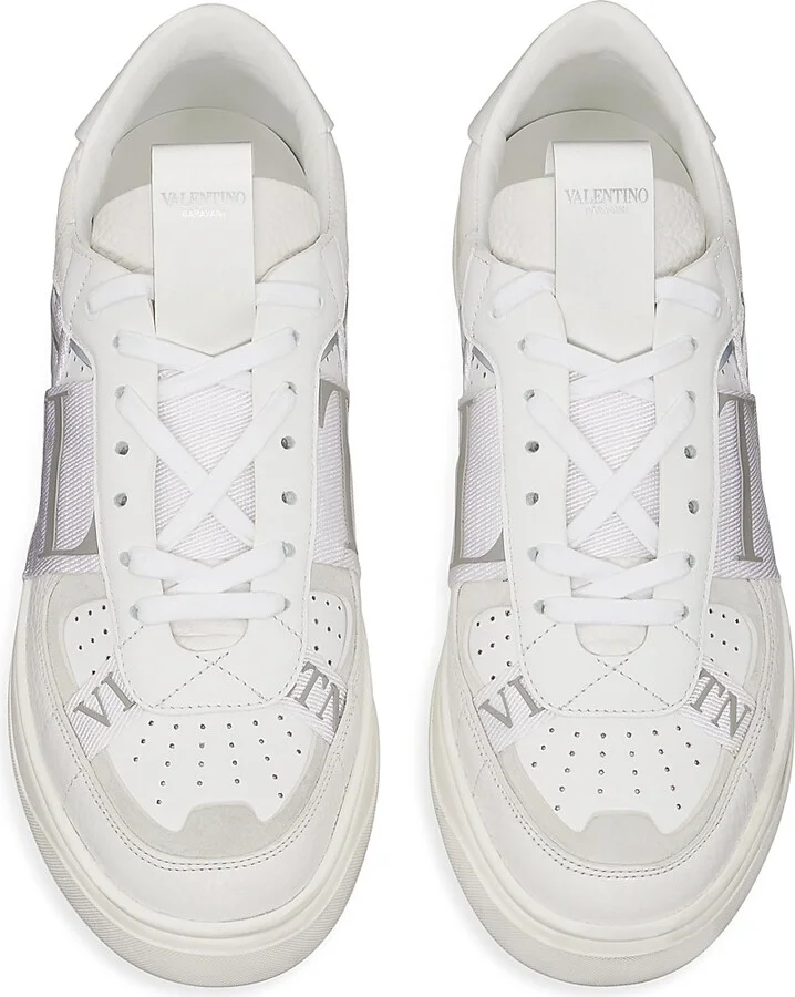 Men's Low-Top Calfskin VL7N Sneakers with Bands - White - Size 12.5 - Image 4