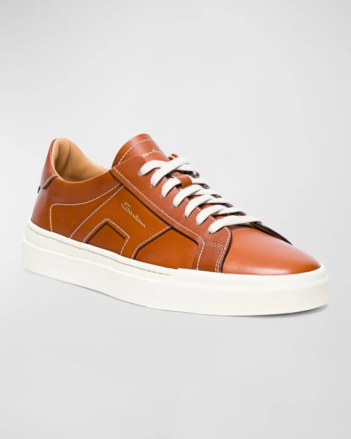 Men's Low-Top Leather Sneakers - Image 2