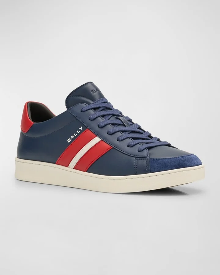Men's Low-Top Leather Tennis Sneakers - Image 2
