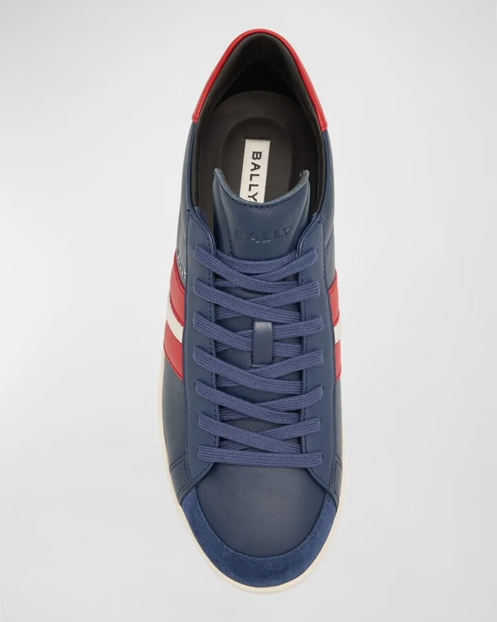 Men's Low-Top Leather Tennis Sneakers - Image 3