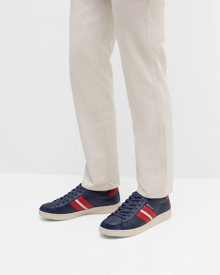 Men's Low-Top Leather Tennis Sneakers - Image 6