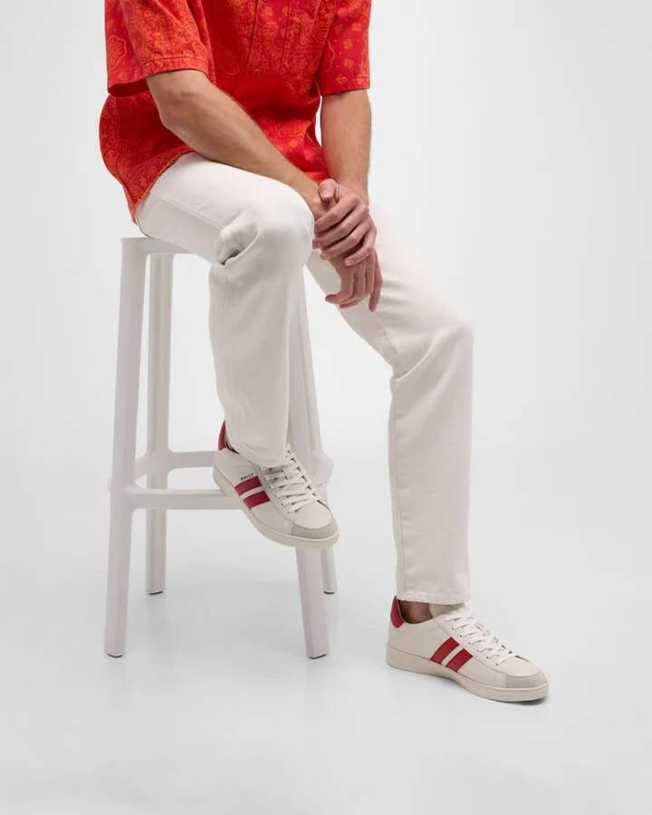 Men's Low-Top Leather Tennis Sneakers - Image 3