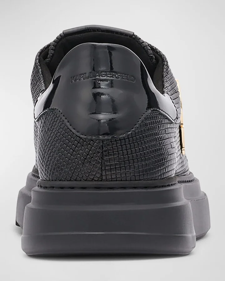 Men's Low-Top Printed Leather Sneakers with Karl Pin - Image 2