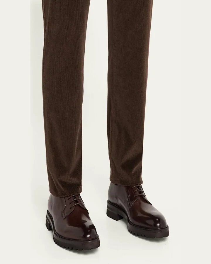 Men's Lug-Sole Calfskin Derby Shoes - Image 4
