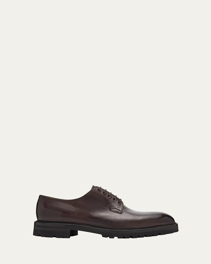 Men's Lug-Sole Calfskin Derby Shoes