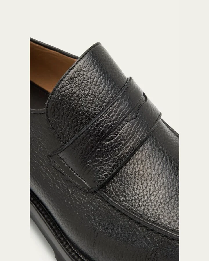 Men's Lug-Sole Deerskin Leather Loafers - Image 2