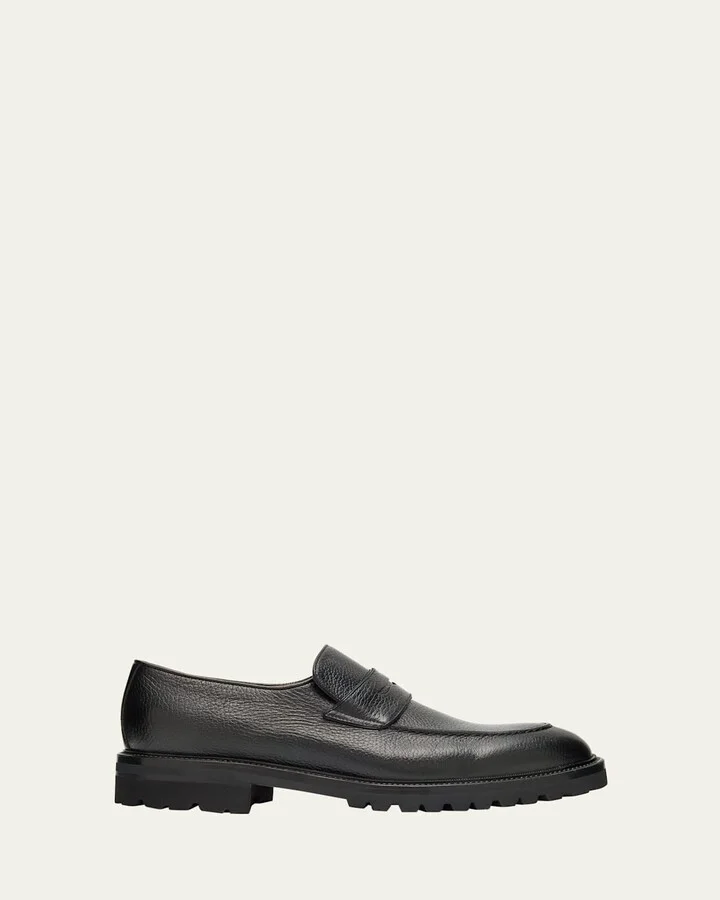 Men's Lug-Sole Deerskin Leather Loafers