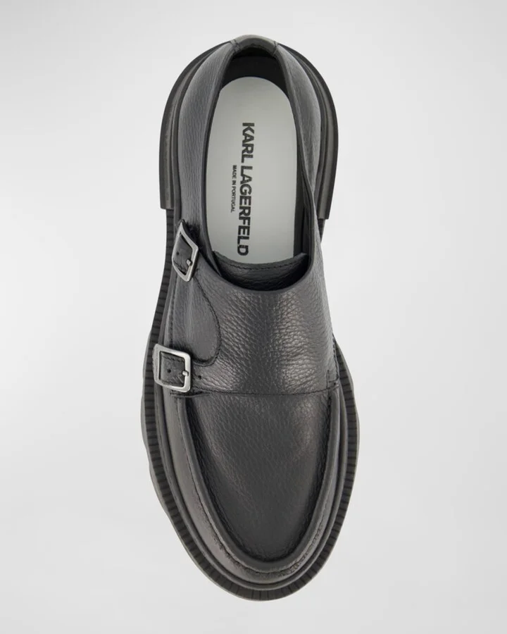 Men's Lug Sole Double Monk Strap Loafers - Image 4