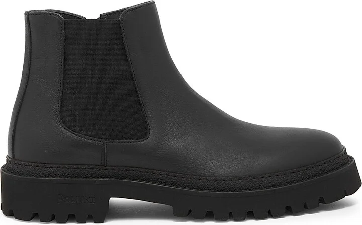 Men's M. Leather Ankle Boots - Black - Size 8