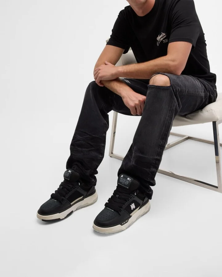 Men's MA-1 Leather & Mesh Low-Top Sneakers - Image 4