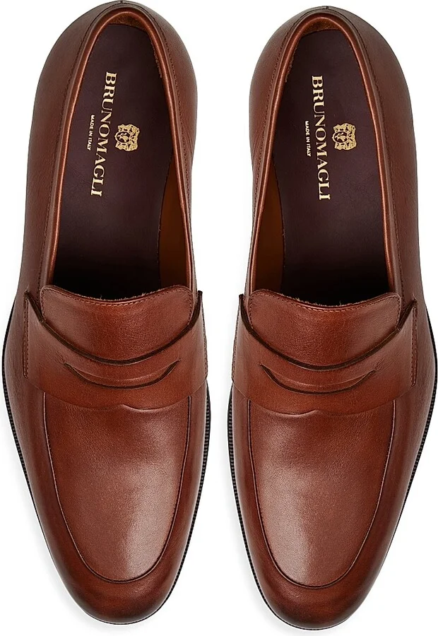 Men's Maioco Leather Penny Loafers - Cognac - Size 7.5 - Image 4
