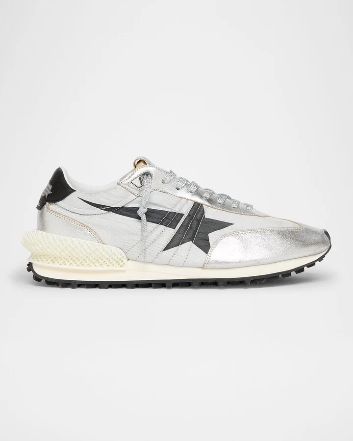 Men's Marathon Nylon and Leather Low-Top Sneakers