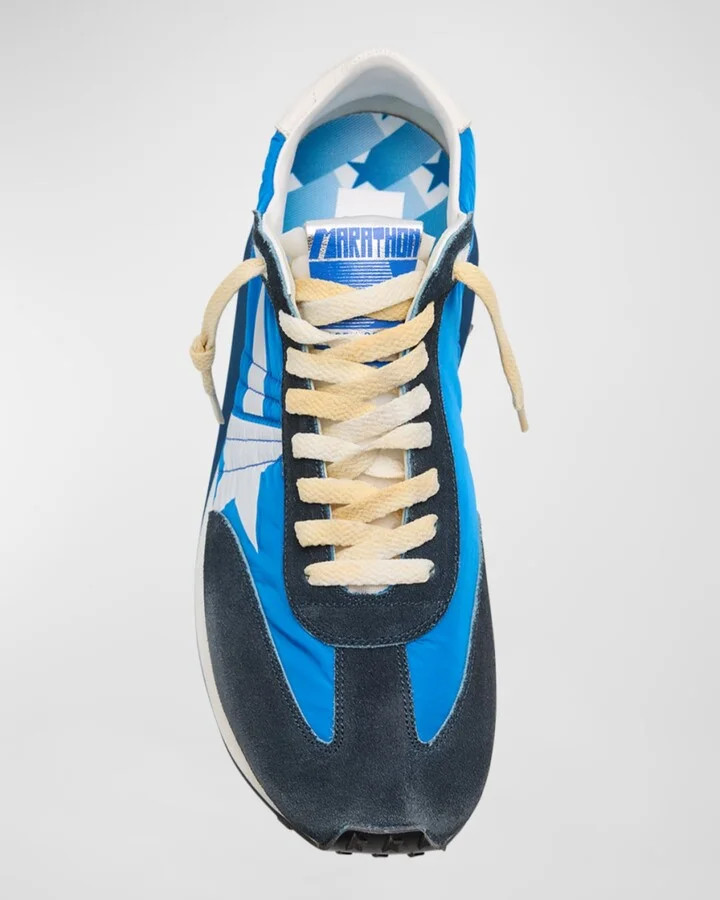 Men's Marathon Nylon and Suede Low-Top Sneakers - Image 5