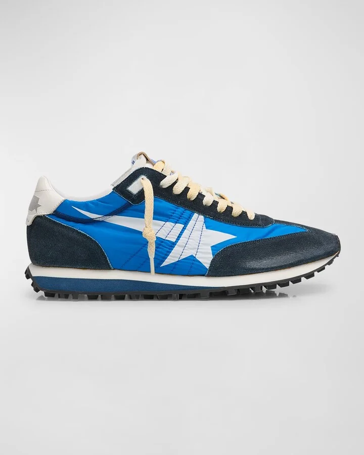Men's Marathon Nylon and Suede Low-Top Sneakers