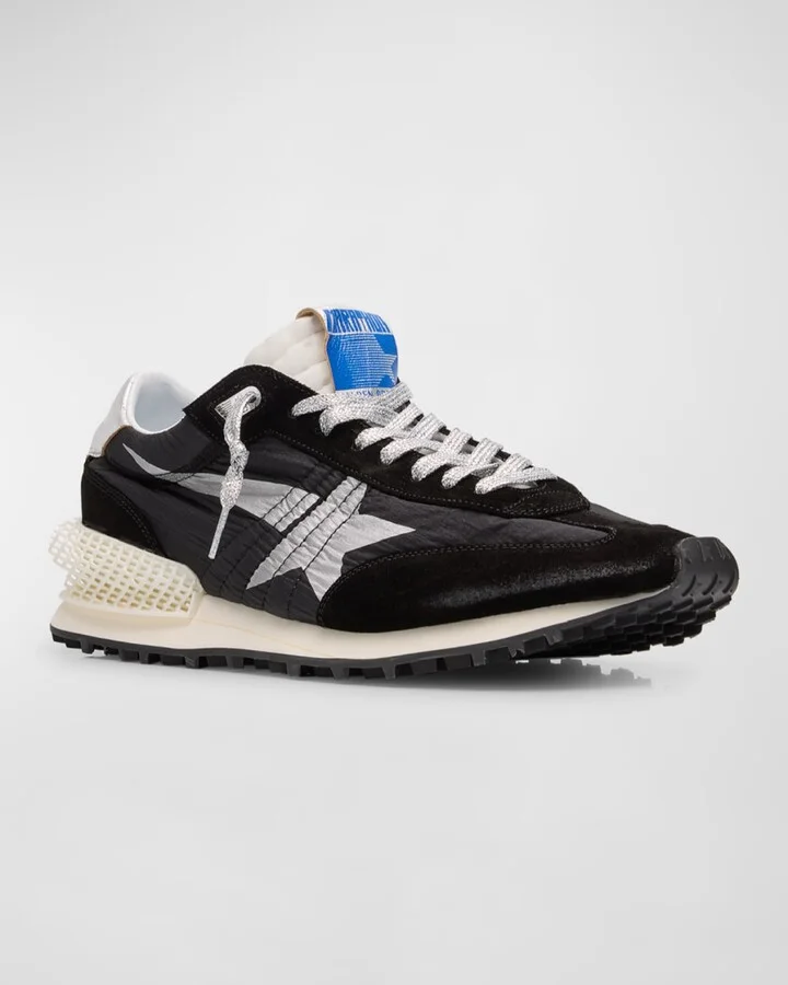 Men's Marathon Nylon and Suede Runner Sneakers - Image 2