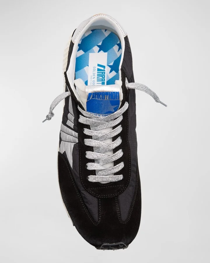 Men's Marathon Nylon and Suede Runner Sneakers - Image 3