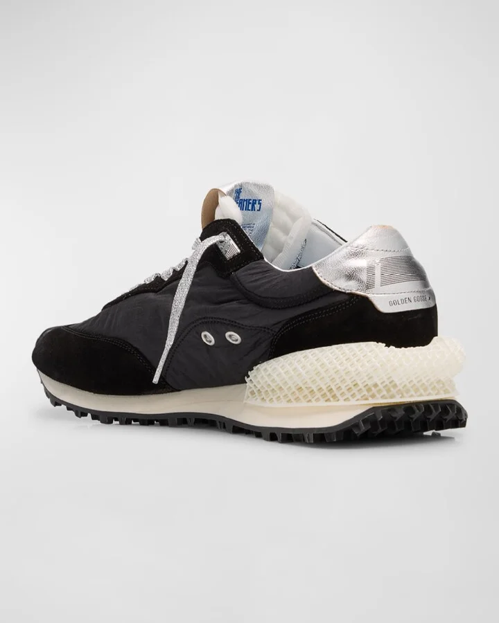 Men's Marathon Nylon and Suede Runner Sneakers - Image 5
