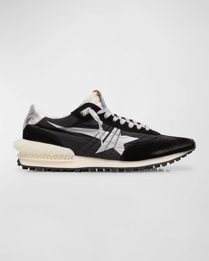 Men's Marathon Nylon and Suede Runner Sneakers