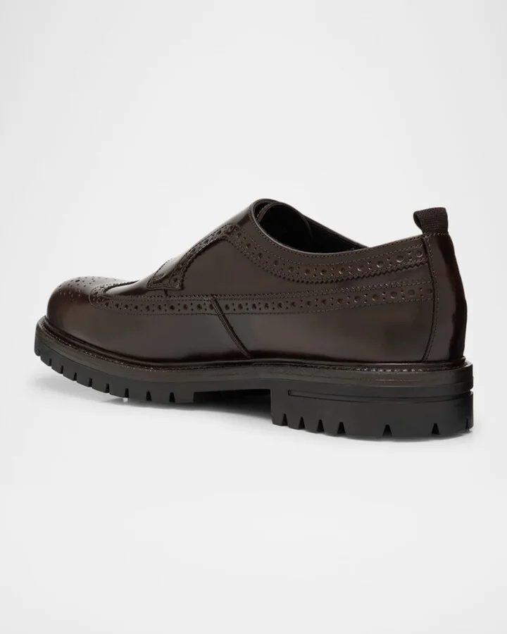 Men's Marcelo Cordovan Wingtip Brogue Monk Strap Loafers - Image 2