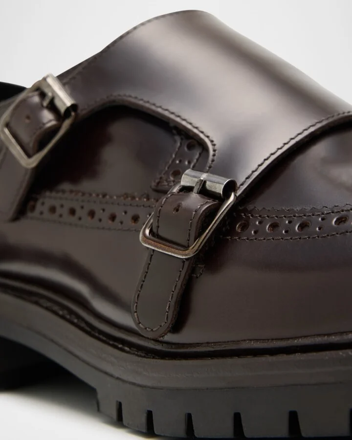 Men's Marcelo Cordovan Wingtip Brogue Monk Strap Loafers - Image 3
