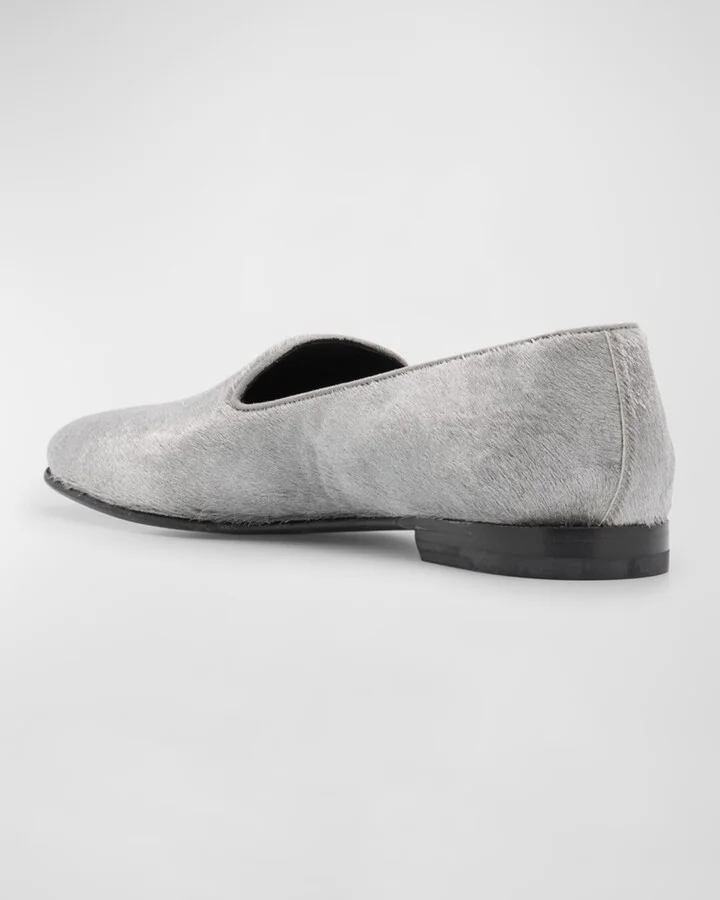 Men's Mario Silver Calf Hair Loafers - Image 4