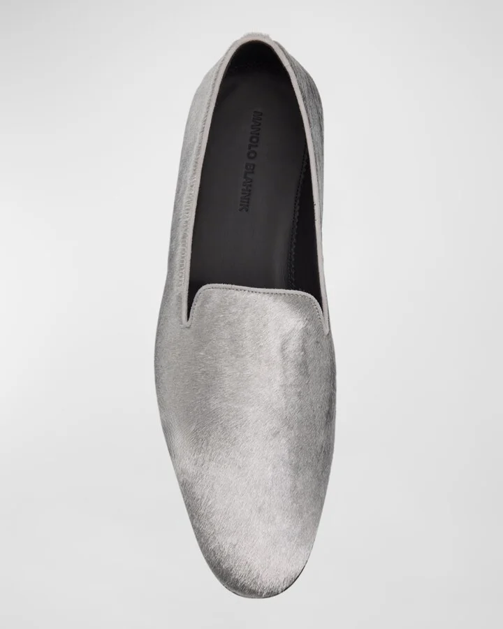 Men's Mario Silver Calf Hair Loafers - Image 5