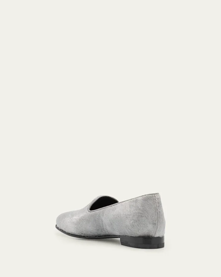 Men's Mario Silver Calf Hair Loafers - Image 4