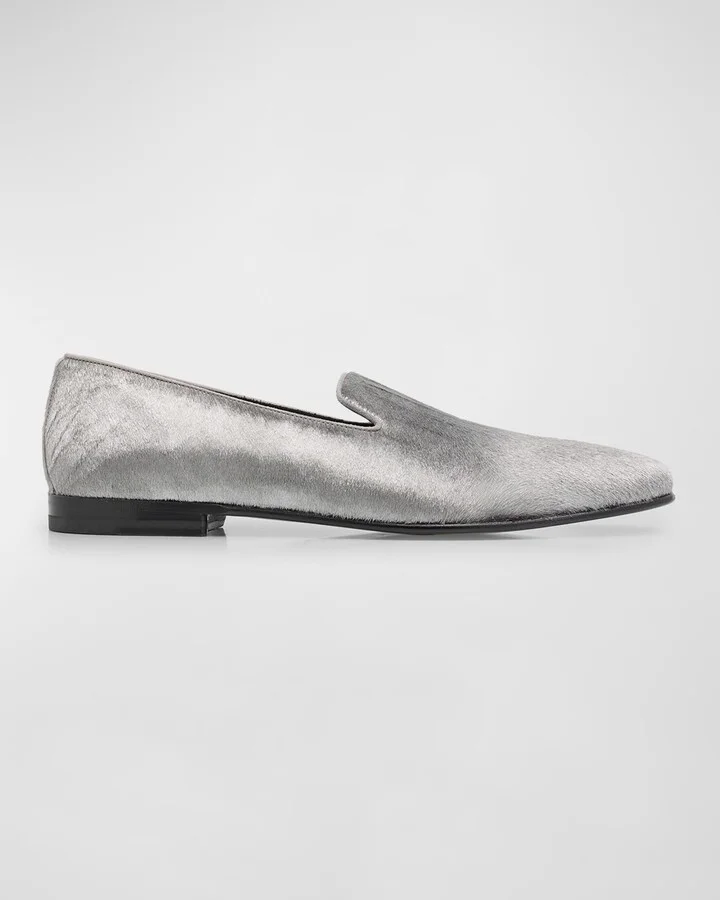 Men's Mario Silver Calf Hair Loafers