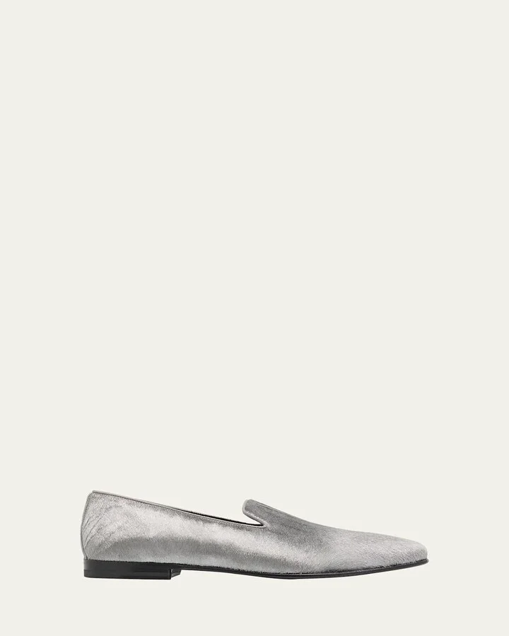 Men's Mario Silver Calf Hair Loafers