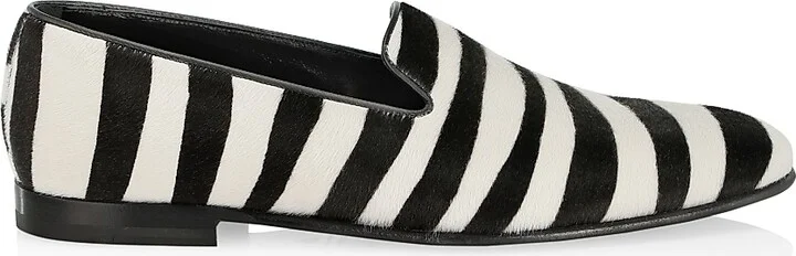Men's Mario Striped Loafers - Black - Size 10.5