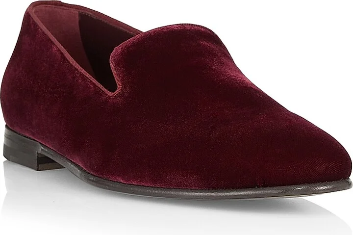 Men's Mario Velvet Loafers - Dark Red - Size 11 - Image 2