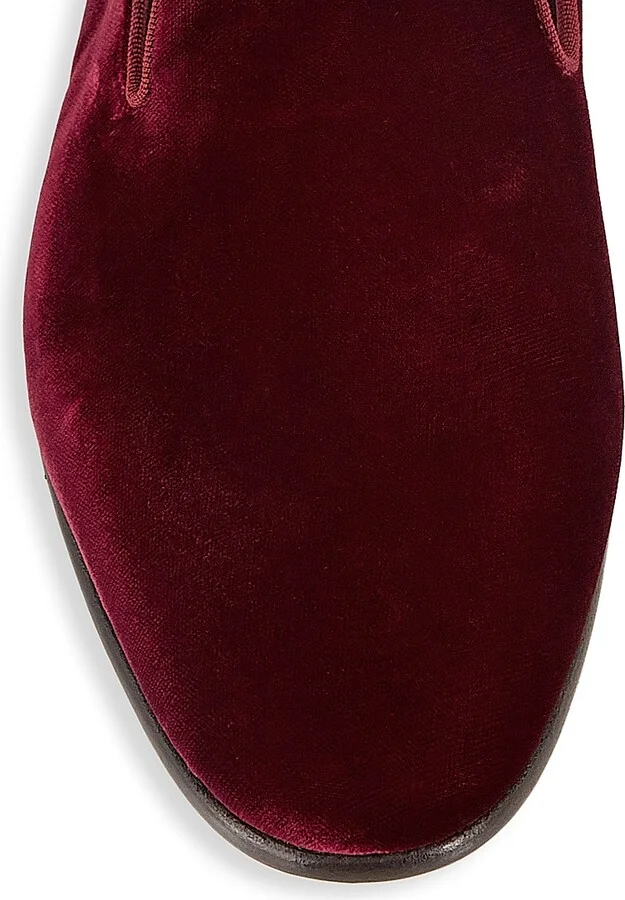 Men's Mario Velvet Loafers - Dark Red - Size 11 - Image 4