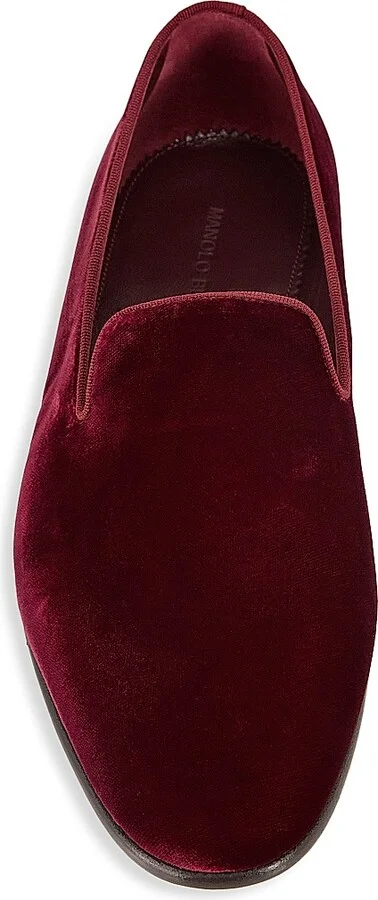 Men's Mario Velvet Loafers - Dark Red - Size 11 - Image 5