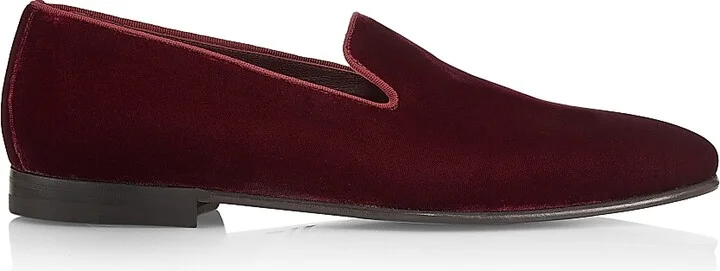 Men's Mario Velvet Loafers - Dark Red - Size 11