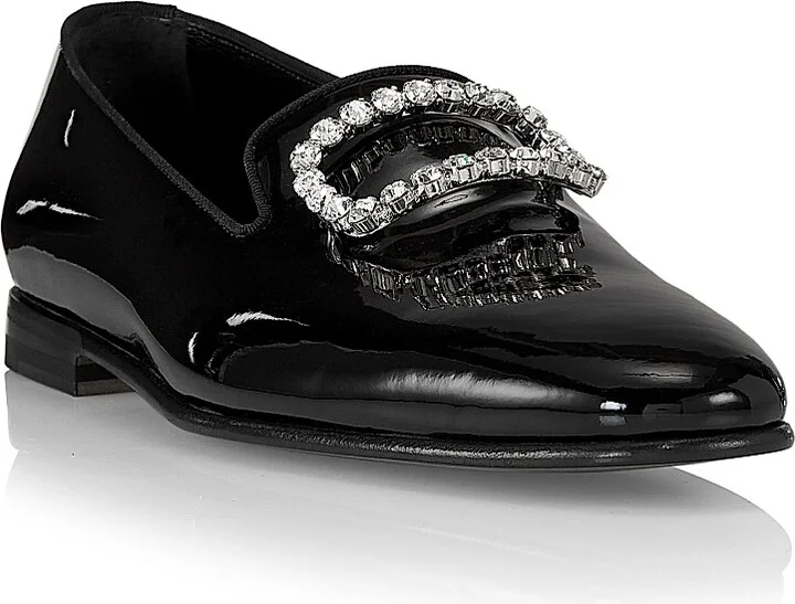 Men's Mariocc Crystal Buckle Patent Leather Loafers - Black - Size 8.5 - Image 2