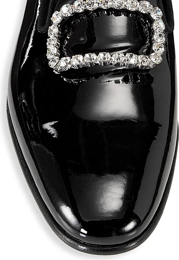 Men's Mariocc Crystal Buckle Patent Leather Loafers - Black - Size 8.5 - Image 4
